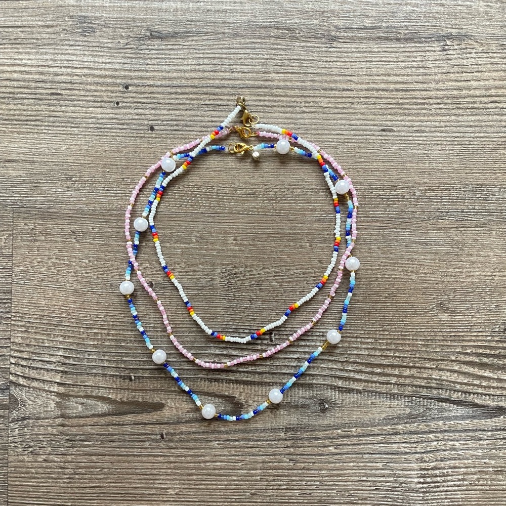 Set of 3 - Handmade summer beaded necklaces